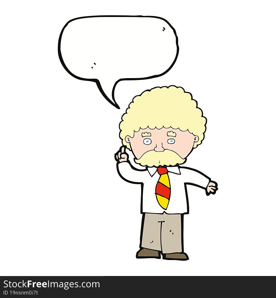 cartoon teacher with speech bubble