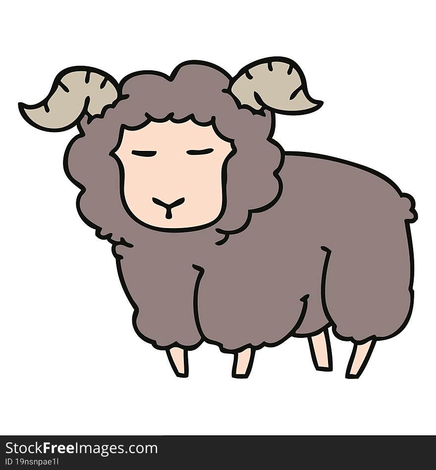 Quirky Hand Drawn Cartoon Ram