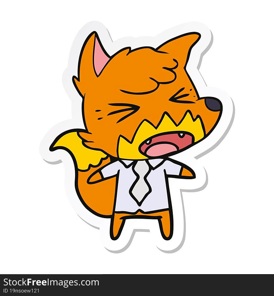 Sticker Of A Angry Cartoon Fox Boss