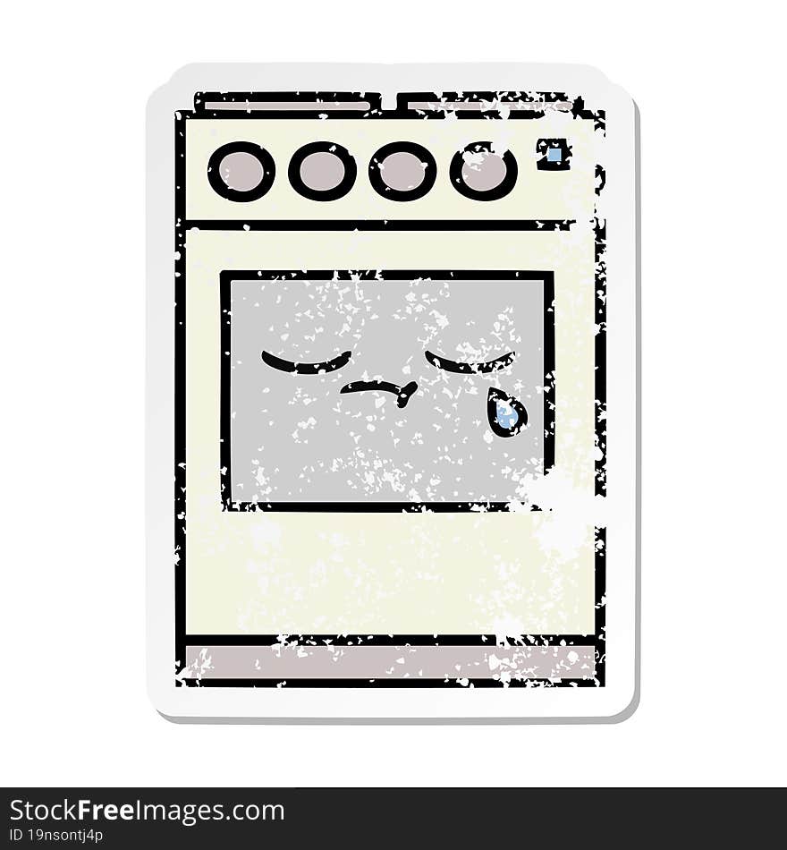 distressed sticker of a cute cartoon kitchen oven