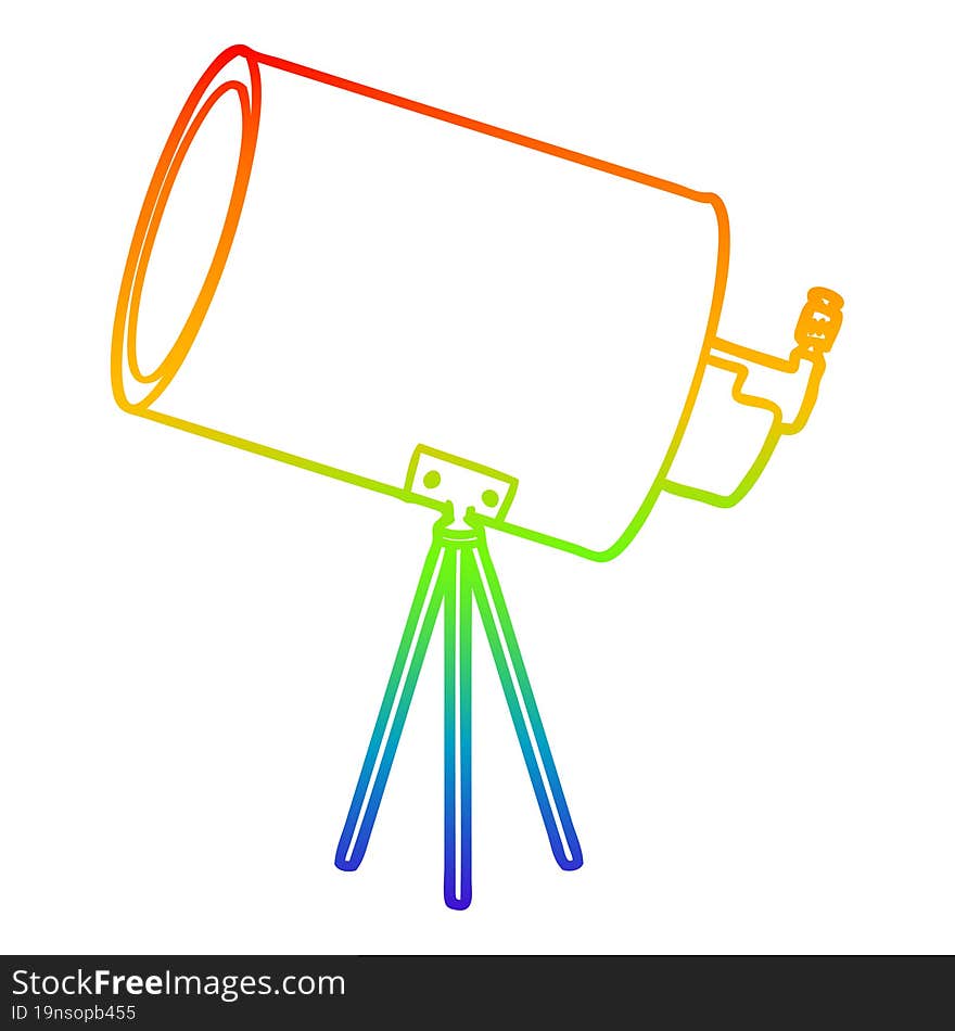 rainbow gradient line drawing cartoon big telescope