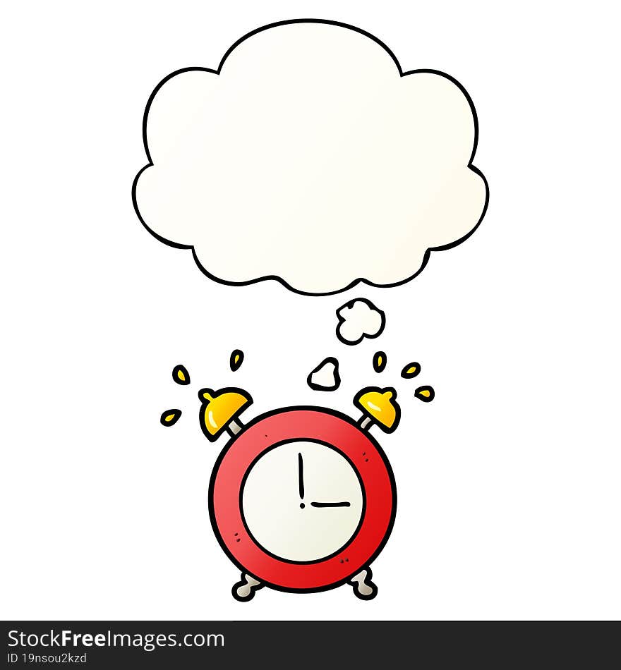 alarm clock and thought bubble in smooth gradient style