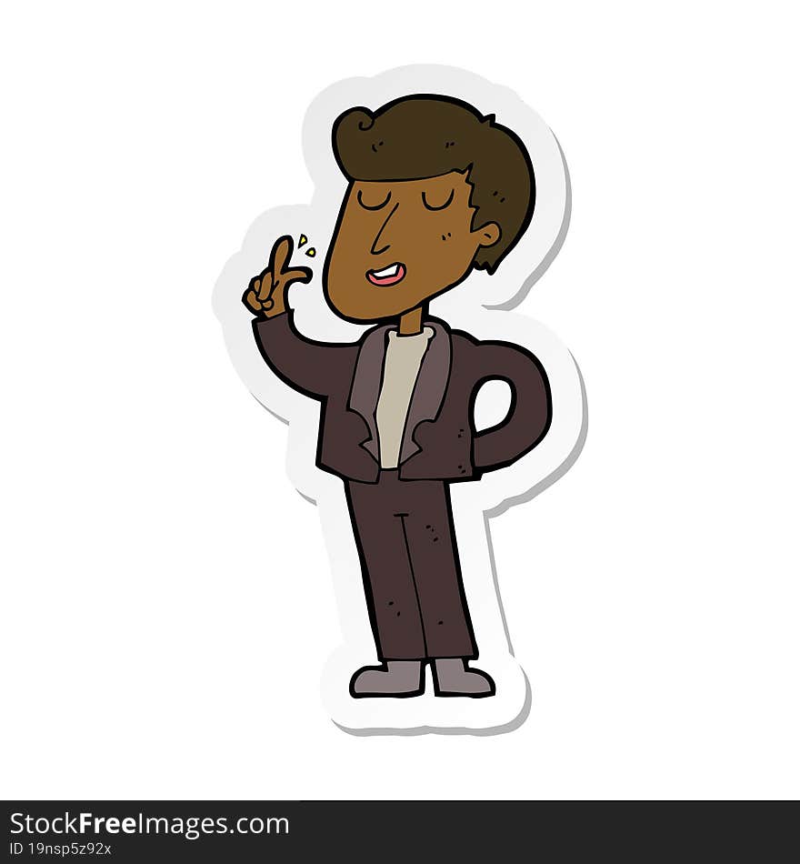 sticker of a cartoon cool guy snapping fingers