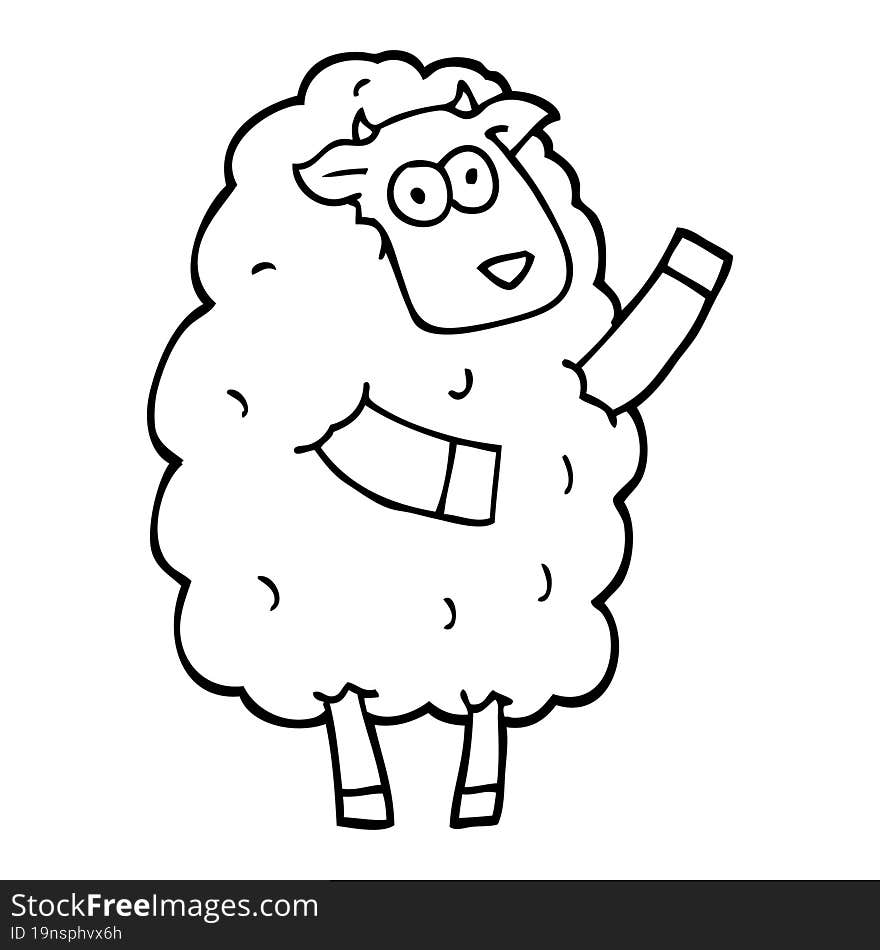 black and white cartoon sheep