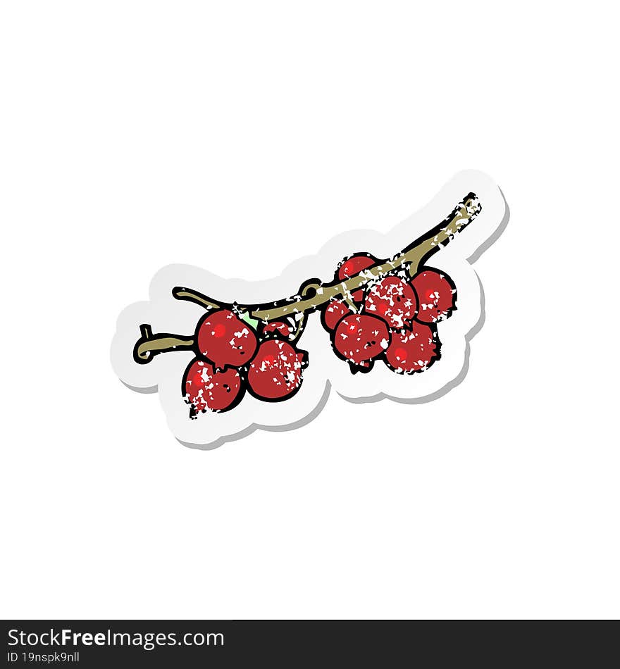 Retro Distressed Sticker Of A Cartoon Berries