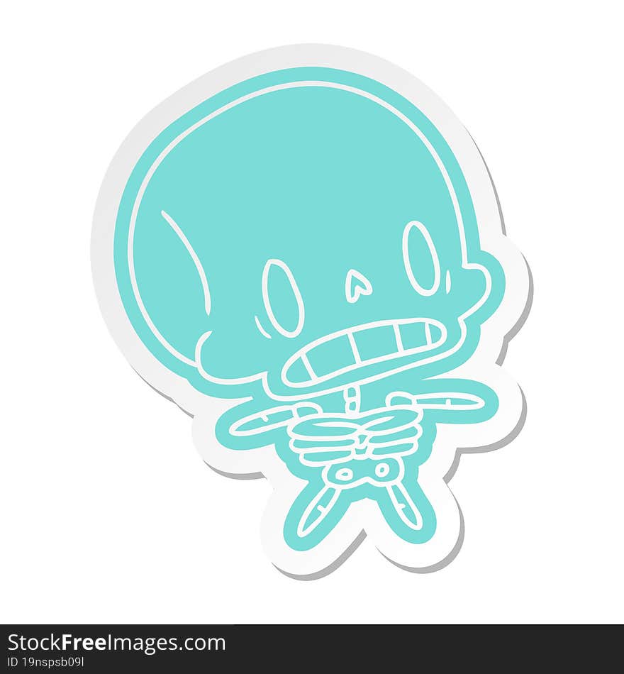 cartoon sticker kawaii cute dead skeleton