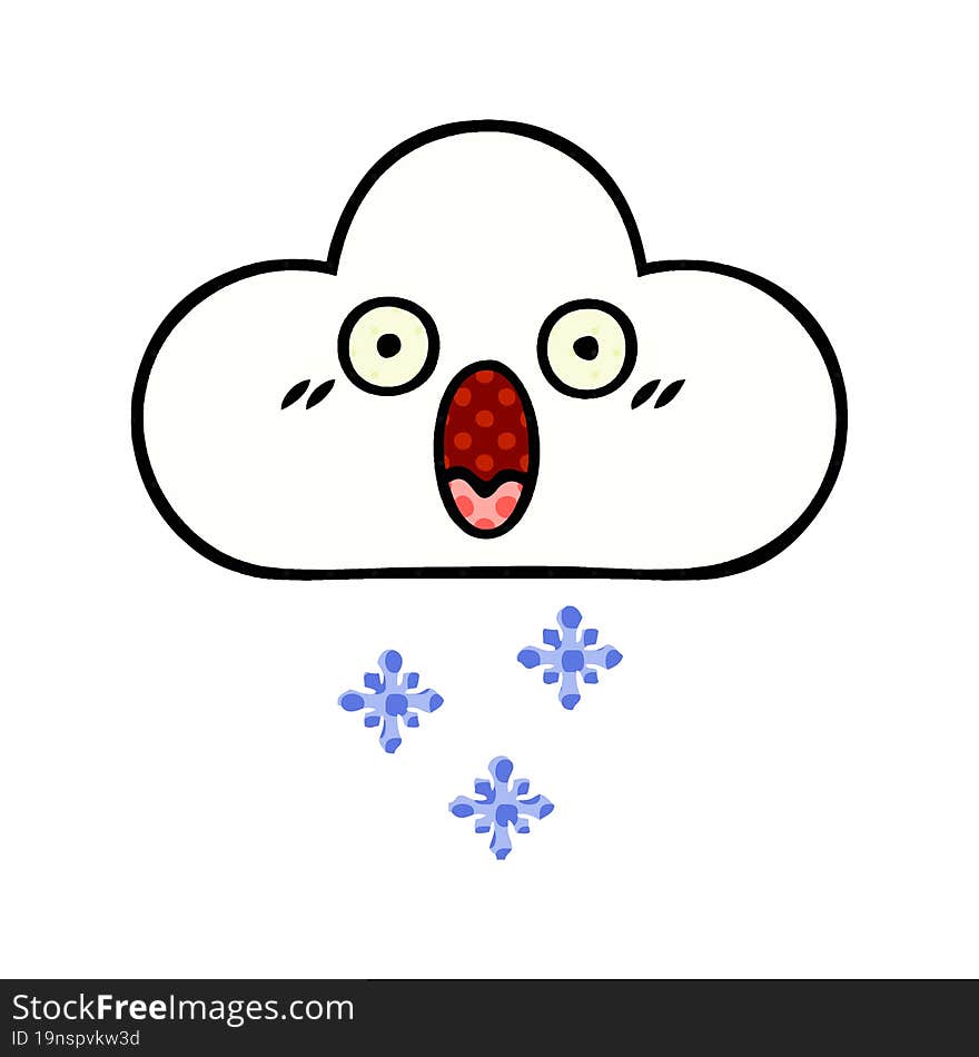 comic book style cartoon of a snow cloud