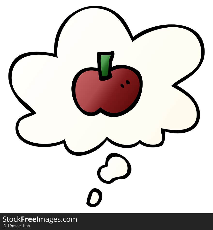 cartoon apple symbol and thought bubble in smooth gradient style