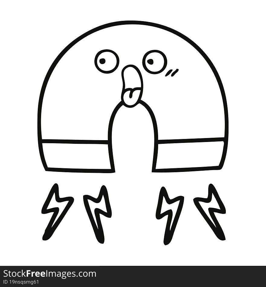 line drawing cartoon of a magnet. line drawing cartoon of a magnet