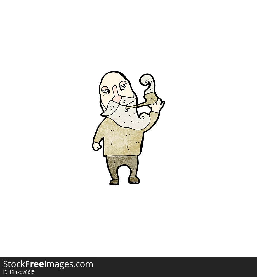 cartoon old man smoking pipe