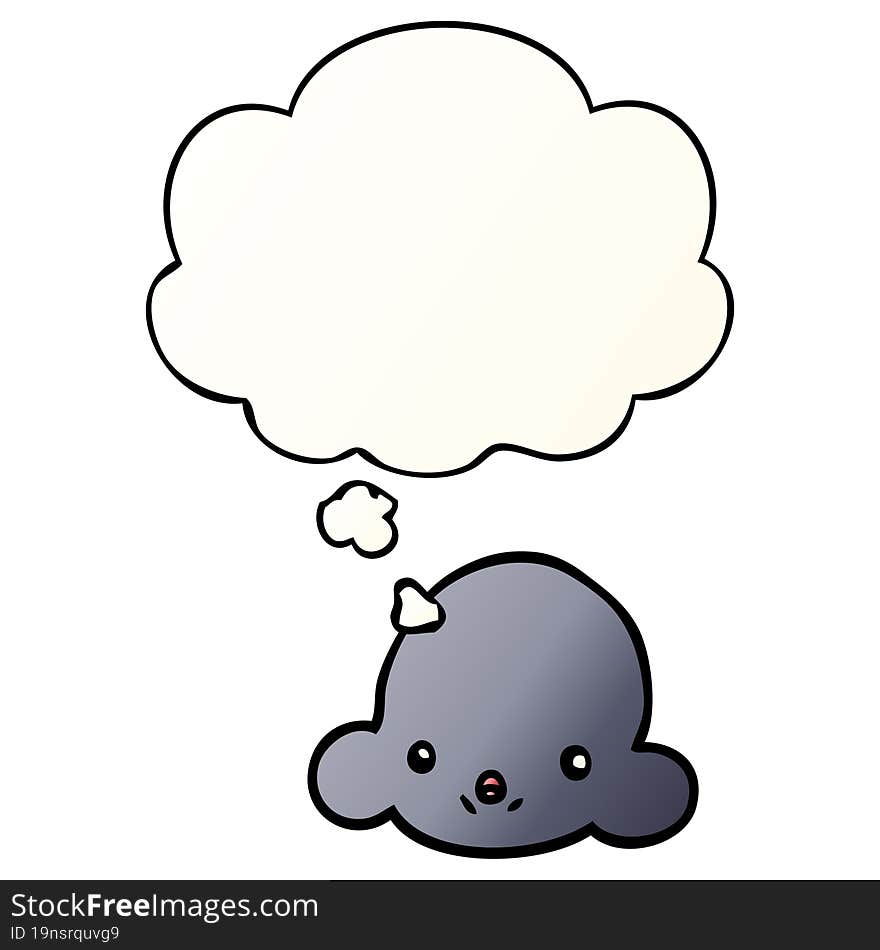 Cartoon Cloud And Thought Bubble In Smooth Gradient Style