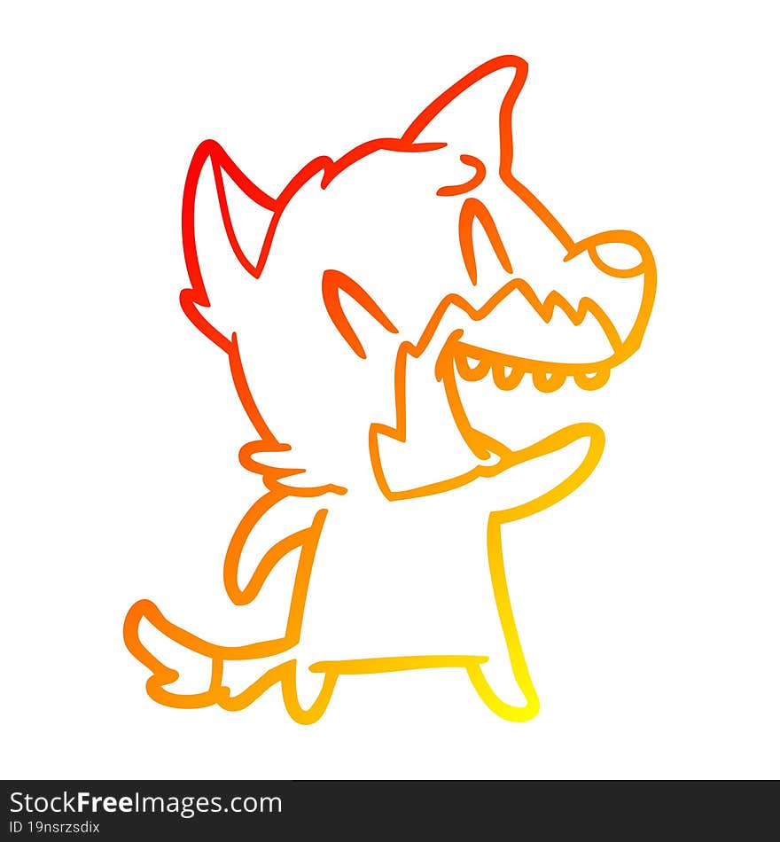 warm gradient line drawing of a laughing fox cartoon