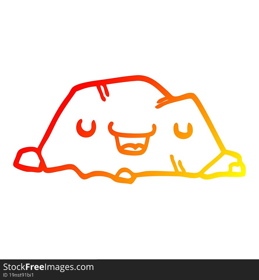 warm gradient line drawing cartoon rock