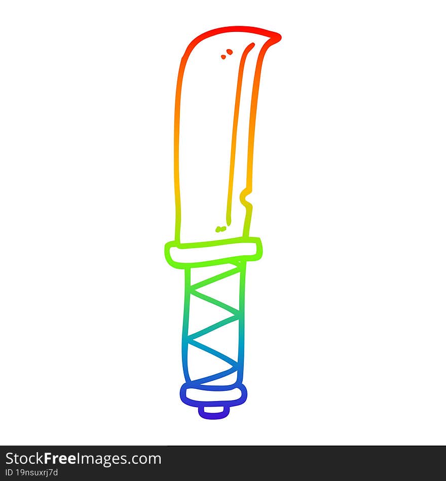 rainbow gradient line drawing cartoon viking knife