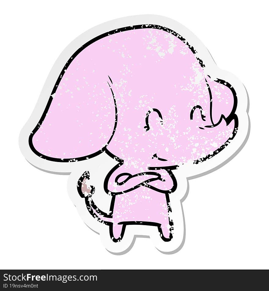 distressed sticker of a cute cartoon elephant