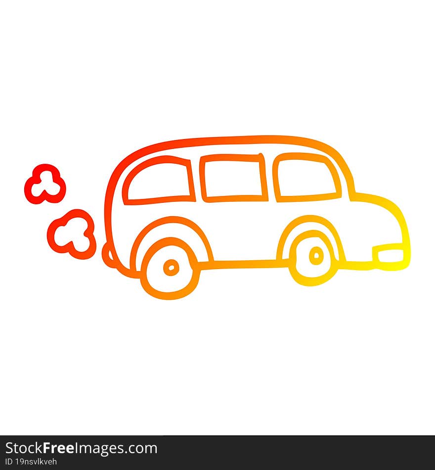 warm gradient line drawing child s drawing bus