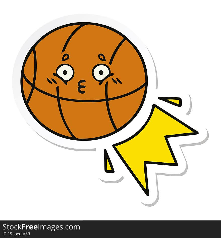 sticker of a cute cartoon basketball