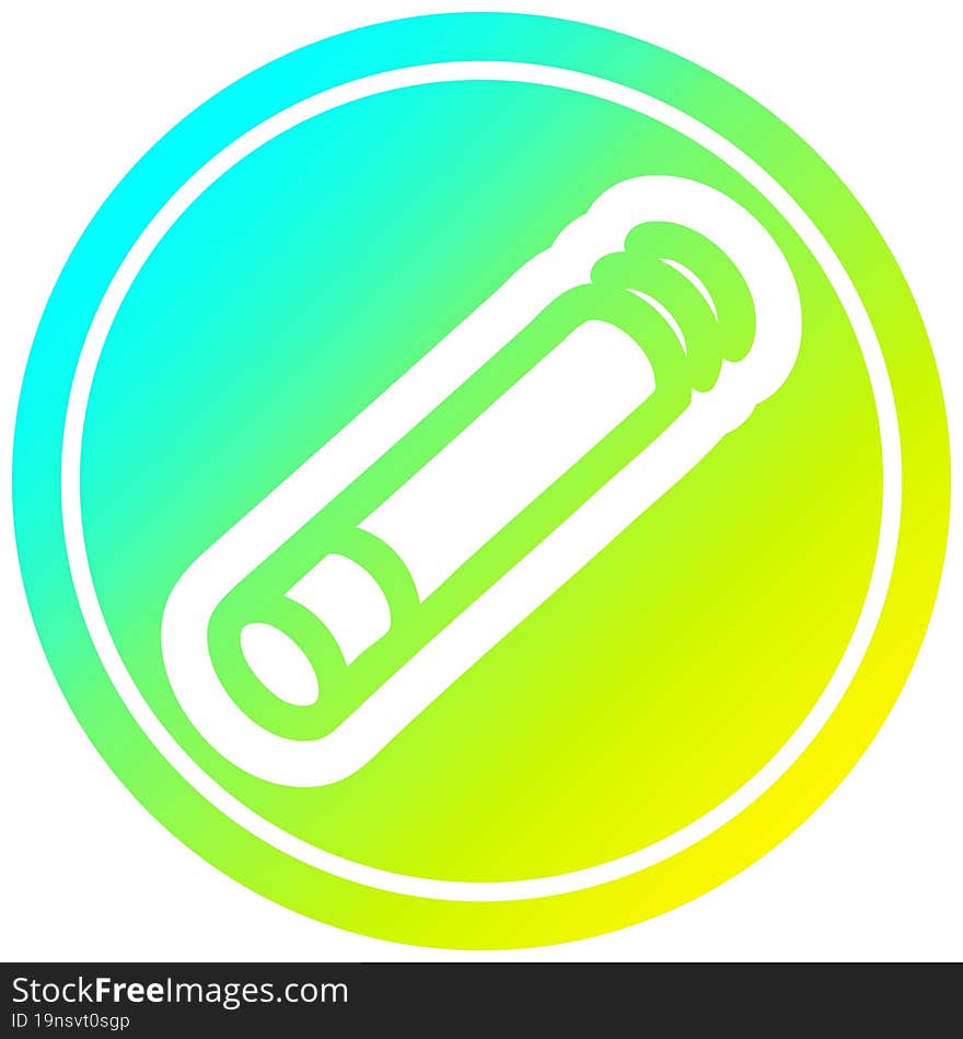 lit cigarette circular in cold gradient spectrum