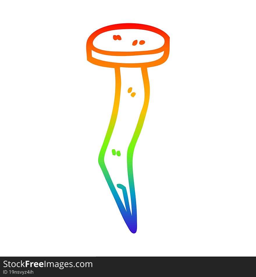 rainbow gradient line drawing cartoon iron nail