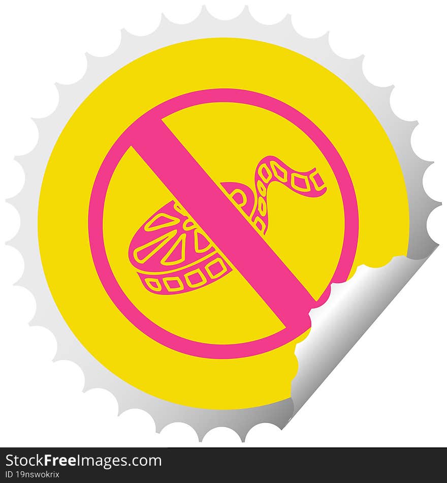 circular peeling sticker cartoon no movies allowed sign