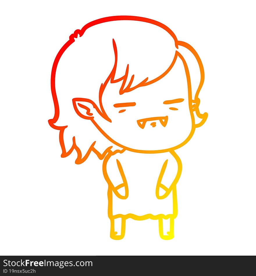 warm gradient line drawing cartoon undead vampire girl