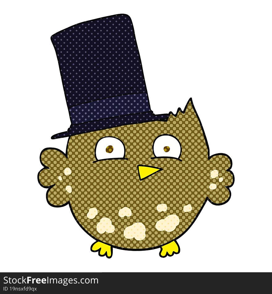 cartoon little owl with top hat