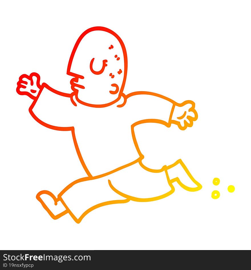 warm gradient line drawing cartoon man running