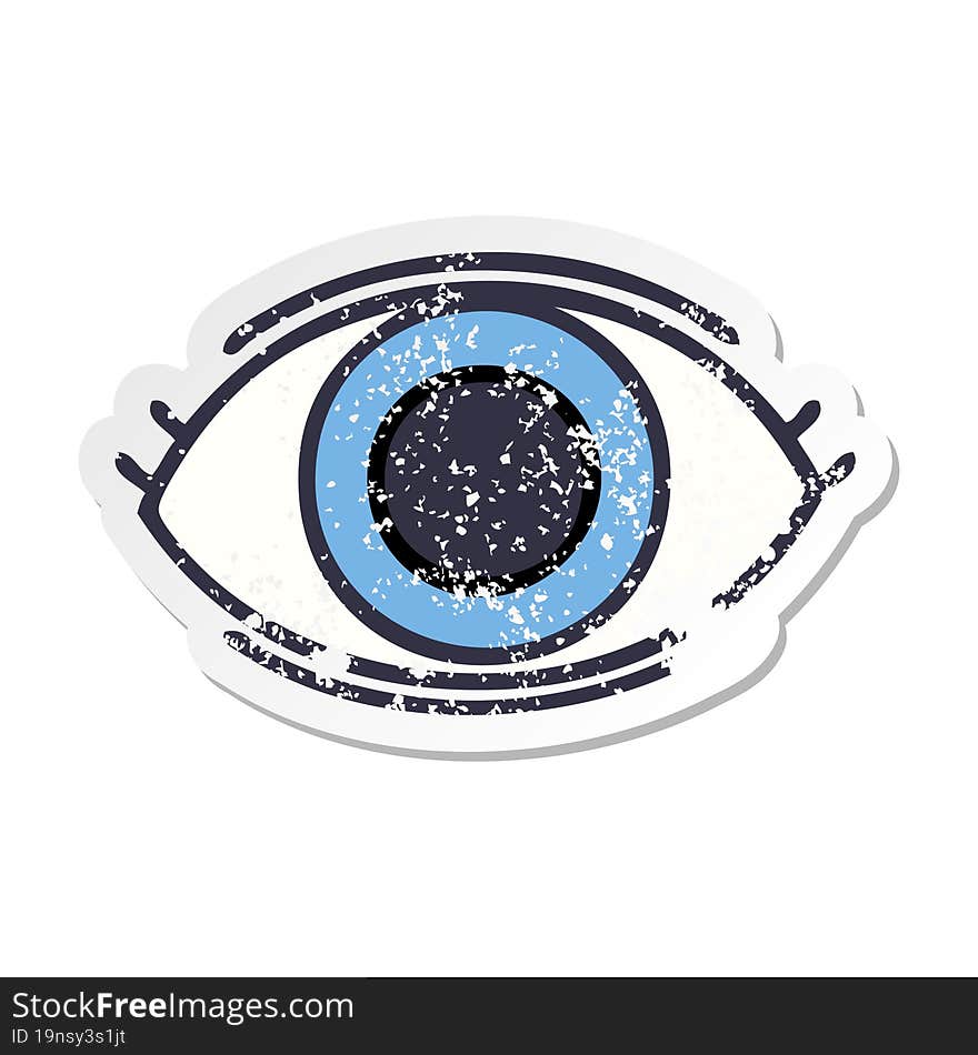 distressed sticker of a cute cartoon eye