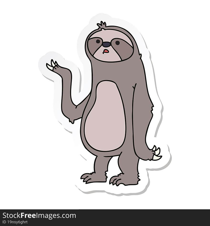 Sticker Of A Quirky Hand Drawn Cartoon Sloth