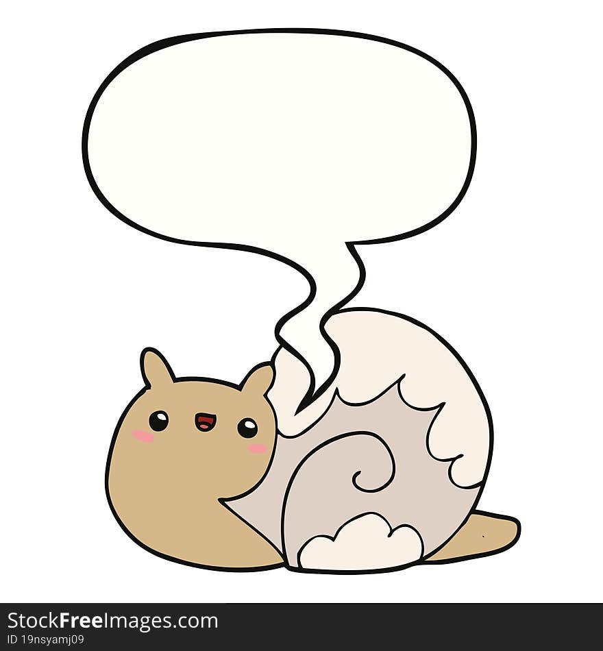 cute cartoon snail with speech bubble. cute cartoon snail with speech bubble