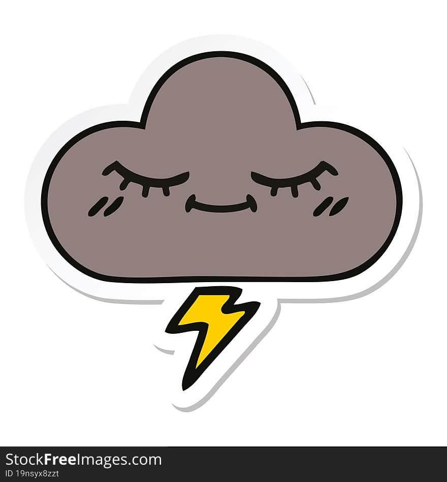 sticker of a cute cartoon storm cloud