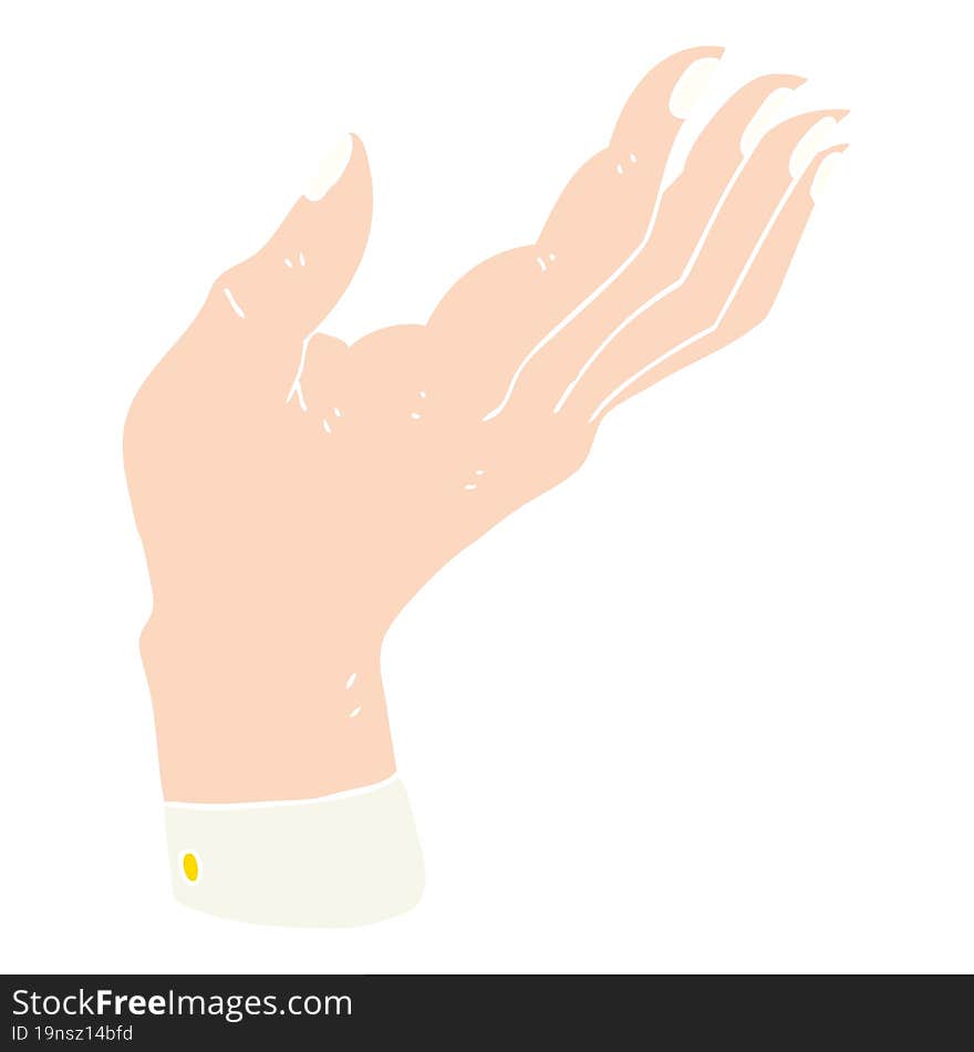 flat color illustration of a cartoon open hand raised palm up