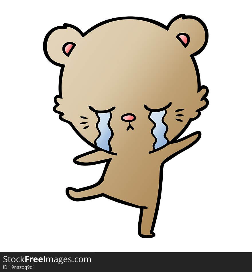 crying cartoon bear balancing. crying cartoon bear balancing