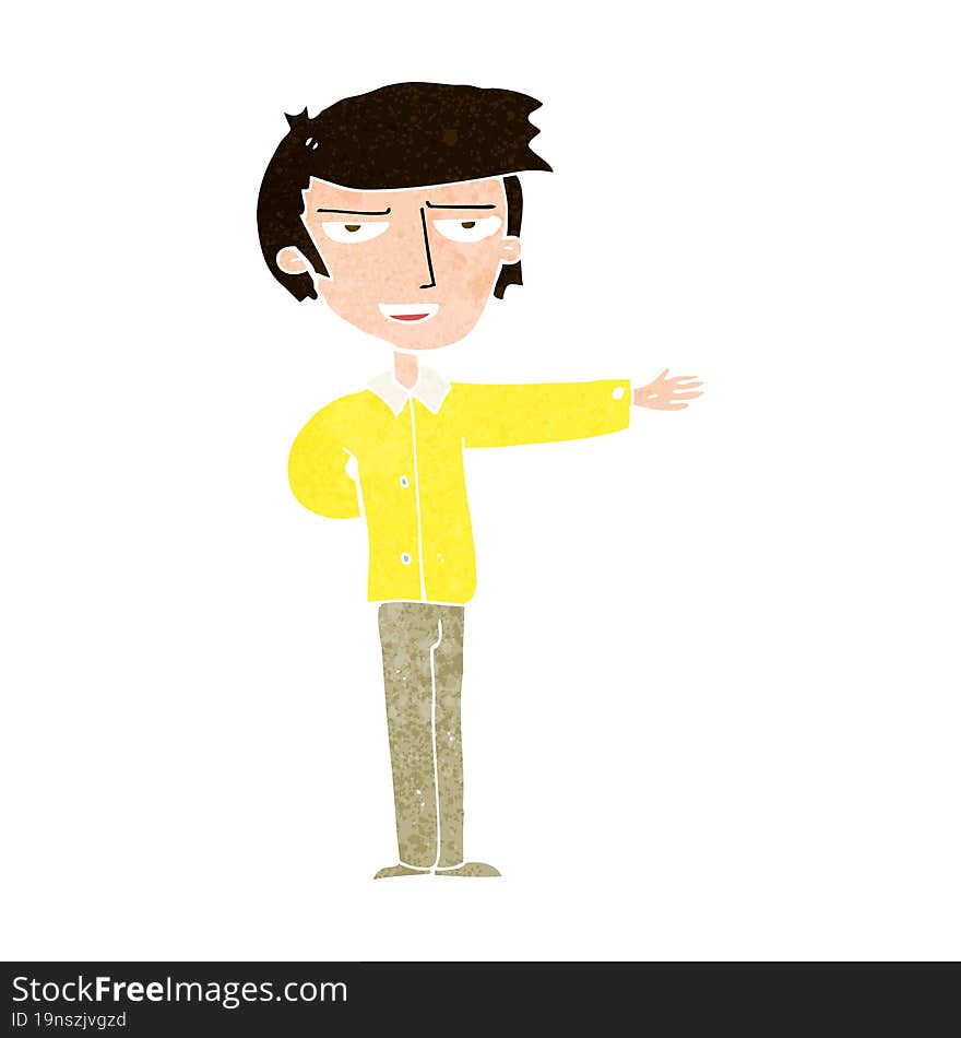 cartoon man gesturing welcome