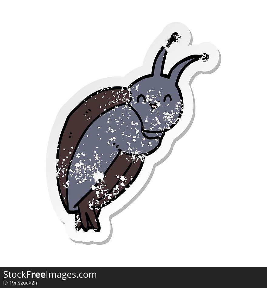 distressed sticker of a cute cartoon beetle