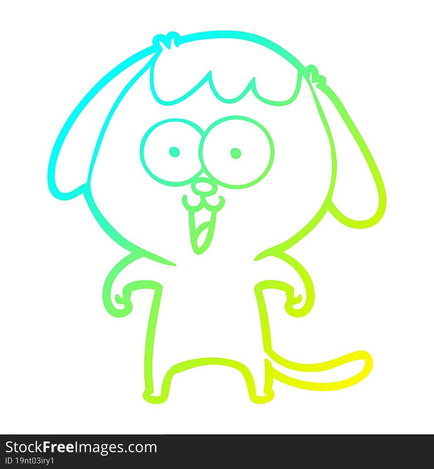 Cold Gradient Line Drawing Cute Cartoon Dog