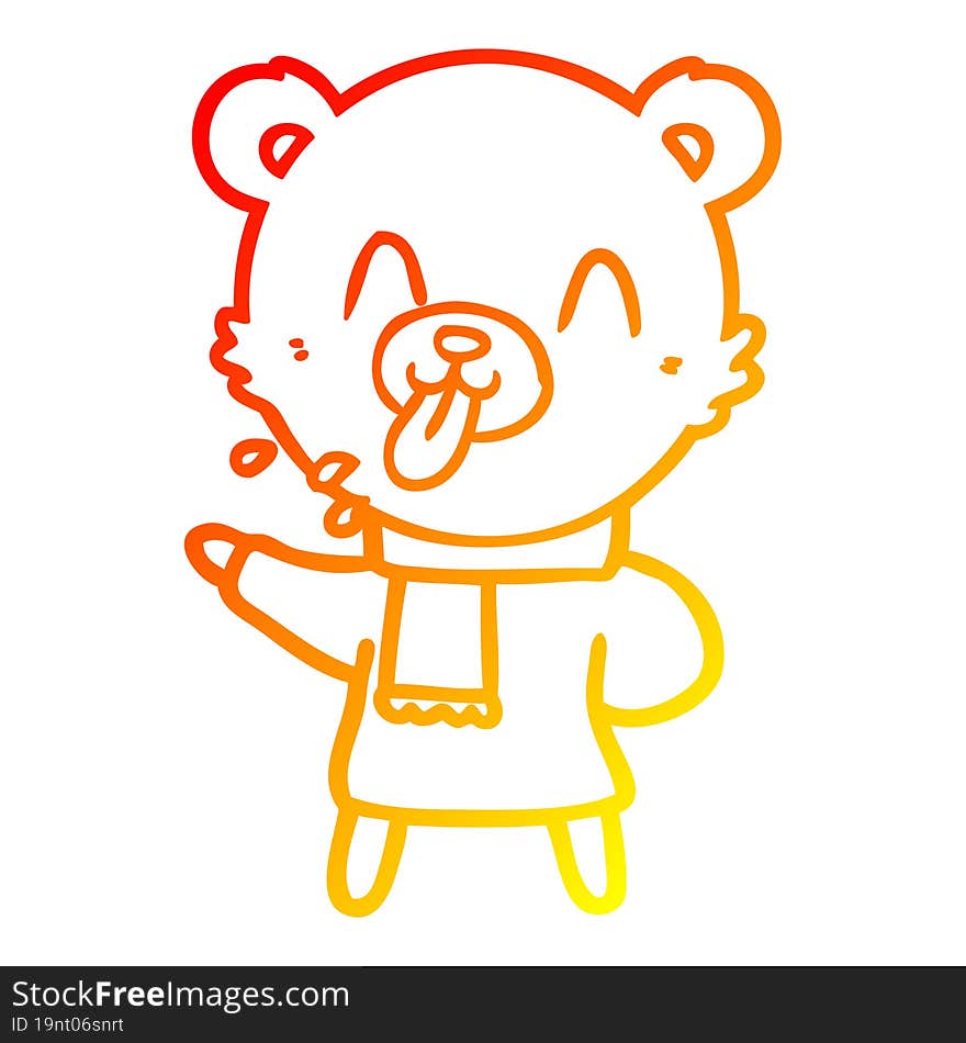 warm gradient line drawing rude cartoon bear