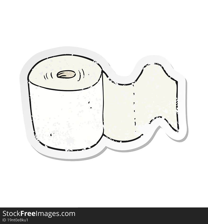 retro distressed sticker of a cartoon toilet roll