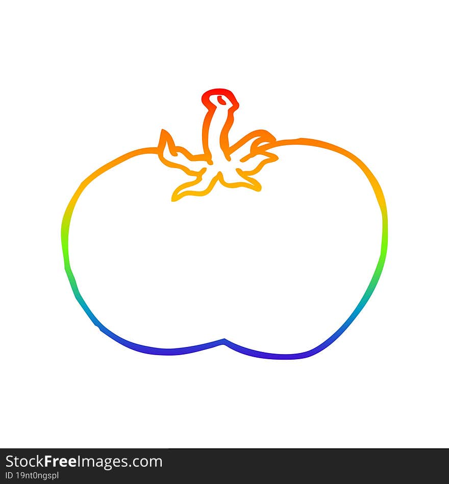 rainbow gradient line drawing cartoon tomato