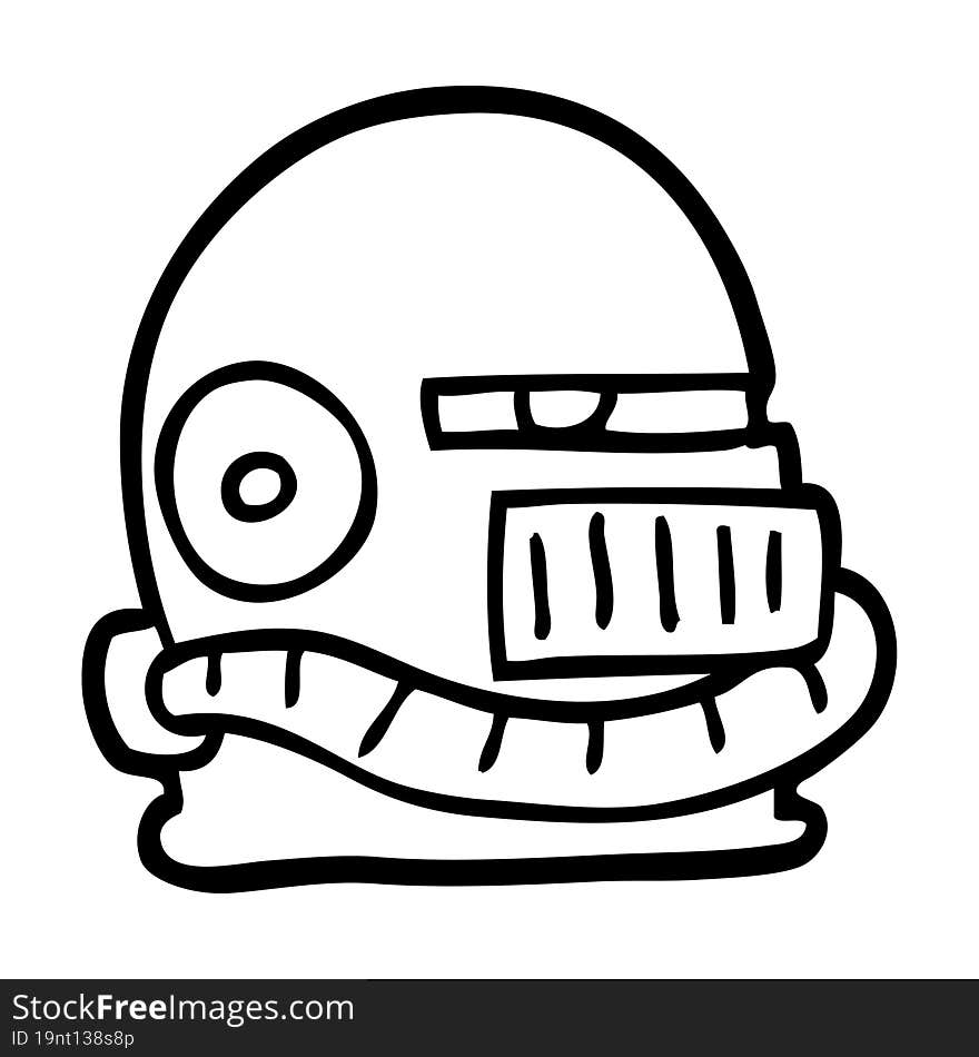 black and white cartoon futuristic helmet