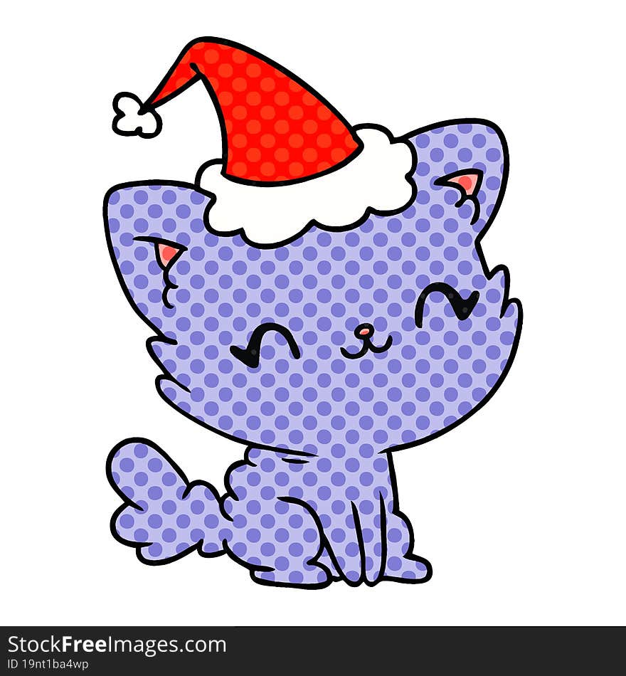 hand drawn christmas cartoon of kawaii cat