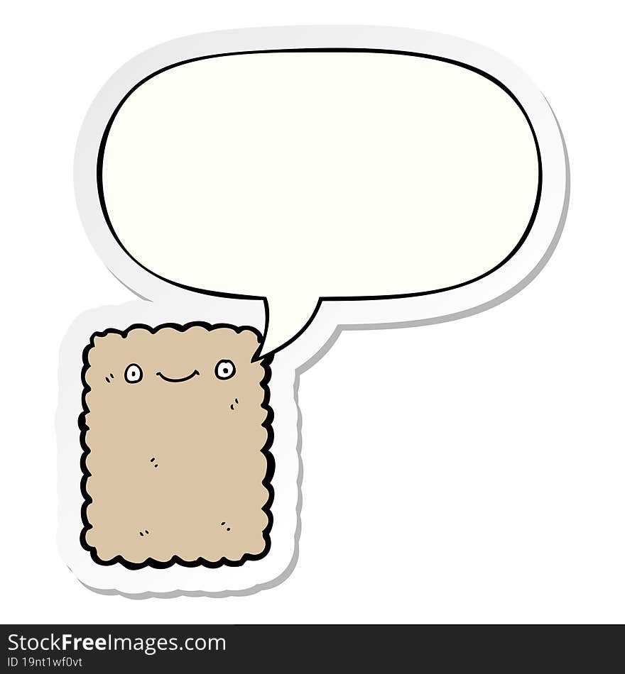 cartoon biscuit and speech bubble sticker