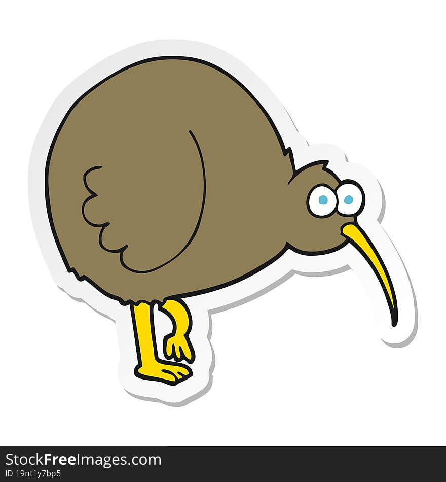 sticker of a cartoon kiwi bird