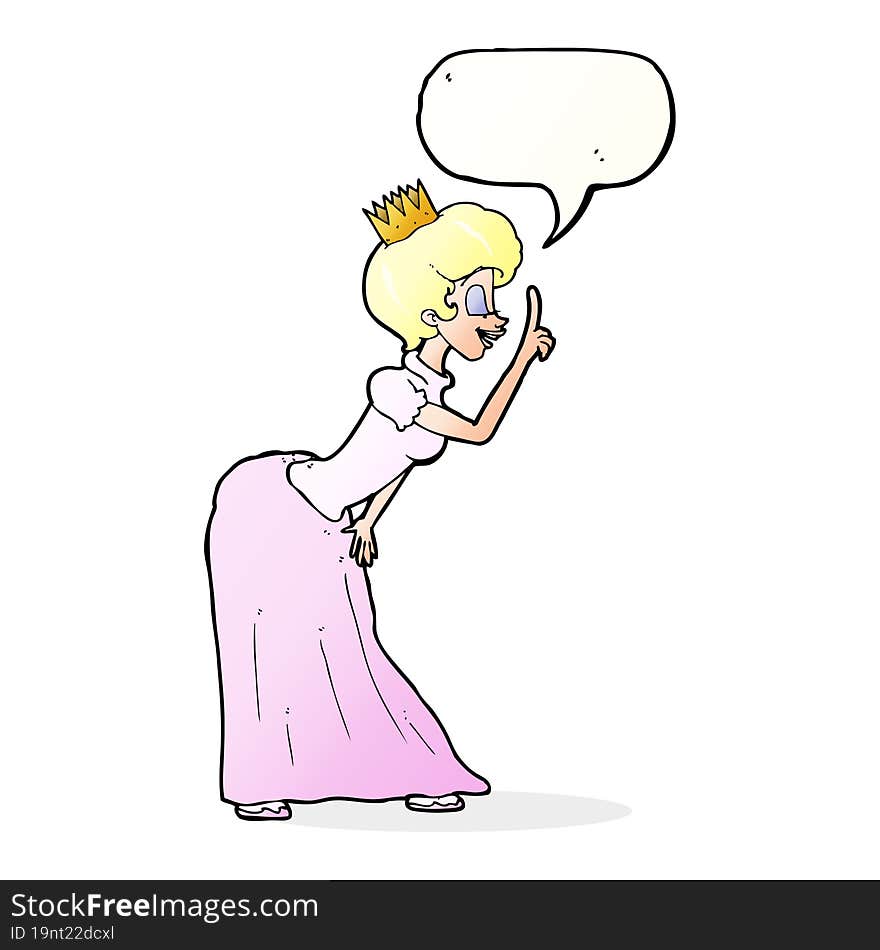 Cartoon Princess With Speech Bubble