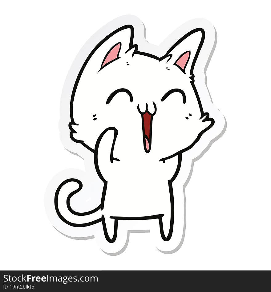 Sticker Of A Happy Cartoon Cat