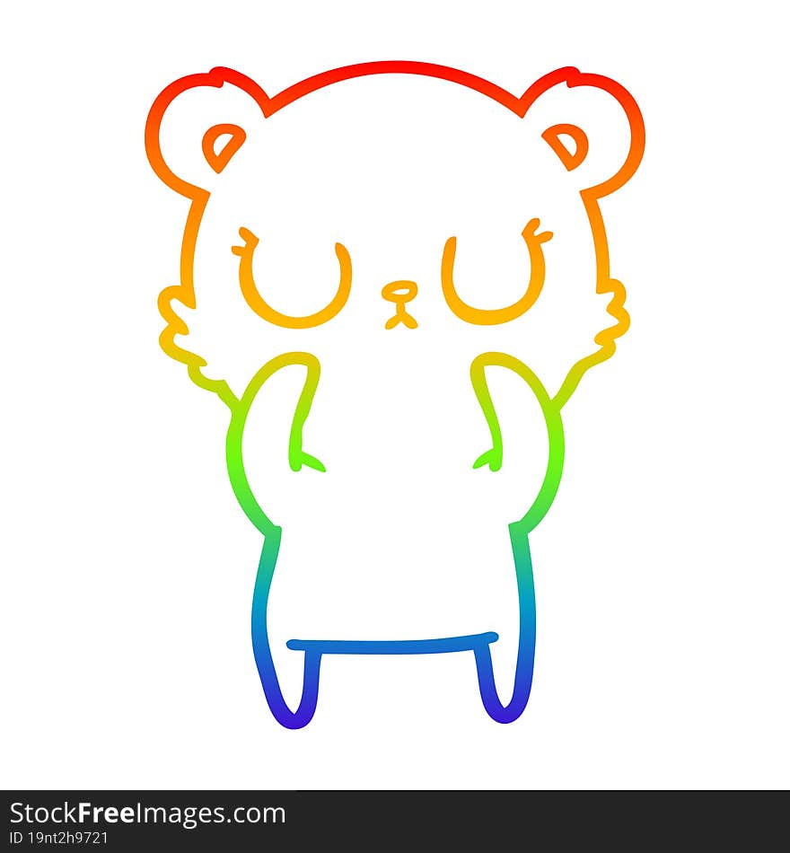 rainbow gradient line drawing peaceful cartoon bear