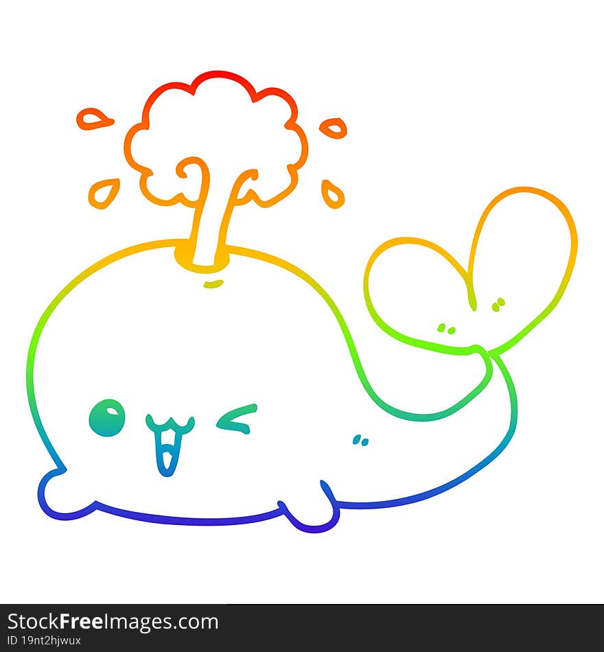 rainbow gradient line drawing cartoon whale