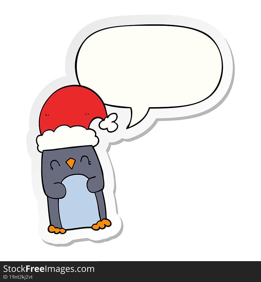 cartoon penguin and speech bubble sticker