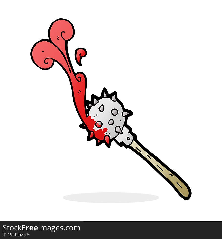 freehand drawn cartoon bloody medieval mace