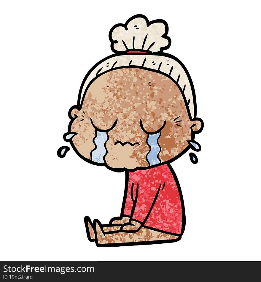 cartoon crying old lady. cartoon crying old lady